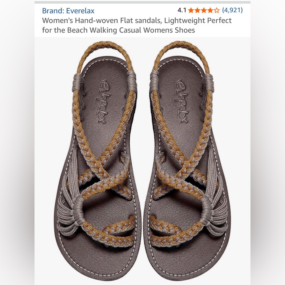 Everelax Womens Braided Strap Sandals — Orange/Gray - size 10